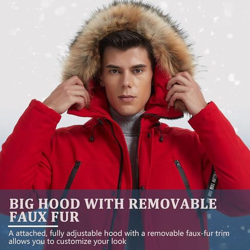 موليمسكس جاكيت باركا شتوي دافئ للرجال مع غطاء للراس بحواف من فرو صناعي XS-3XL in Kuwait