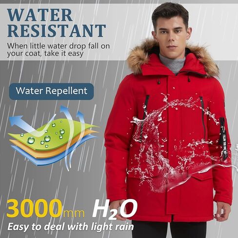 موليمسكس جاكيت باركا شتوي دافئ للرجال مع غطاء للراس بحواف من فرو صناعي XS-3XL in Kuwait