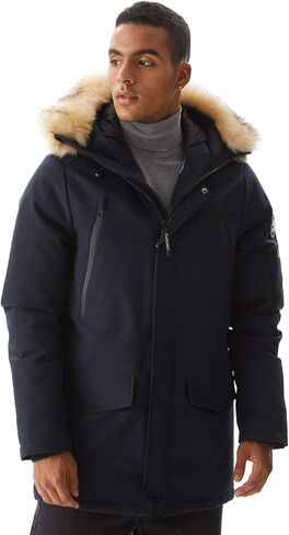 Molemsx Long Jacket For Men Down Coats For Men, Men's Winter Jacket Warm Parka Puffer Jacket Men's Down Jackets & Coats Winter Down Jacket for Cold Weather with Hood Faux-Fur Trim Black L-Regular in Saudi Arabia