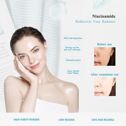 99.9% Pure Niacinamide Powder (Vitamin B3),Cosmetic Grade, Sensitive Skin-Friendly, Multi-Purpose DIY Skincare Solution in Saudi Arabia