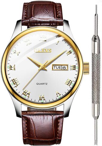 OLEVS Watch for Men Stainless Steel Business Dress Analog Quartz Men Watch Large Face Day Waterproof Luminous Classic Wrist Watch in Saudi Arabia