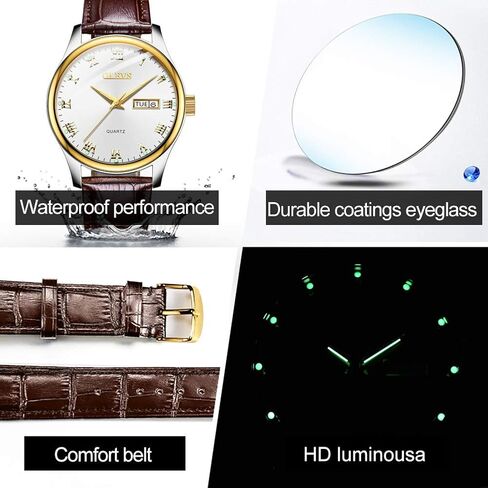 OLEVS Watch for Men Stainless Steel Business Dress Analog Quartz Men Watch Large Face Day Waterproof Luminous Classic Wrist Watch in Saudi Arabia
