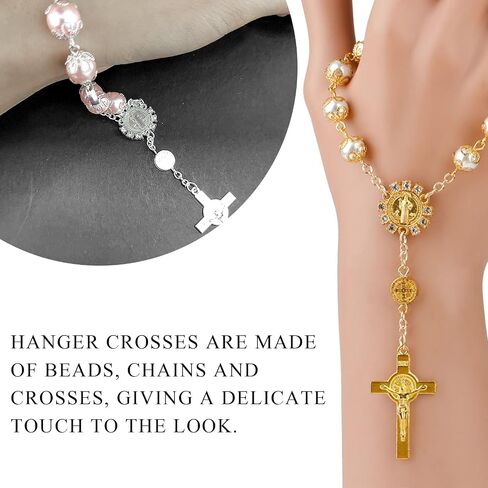 Car Rosary for Rearview Mirror, Personalized Blessing Hanging Pendant for Car Rear View Mirror, Cross Rosary Ornament Interior Decor for Most Vehicles, Car Accessories (Pink) in Kuwait