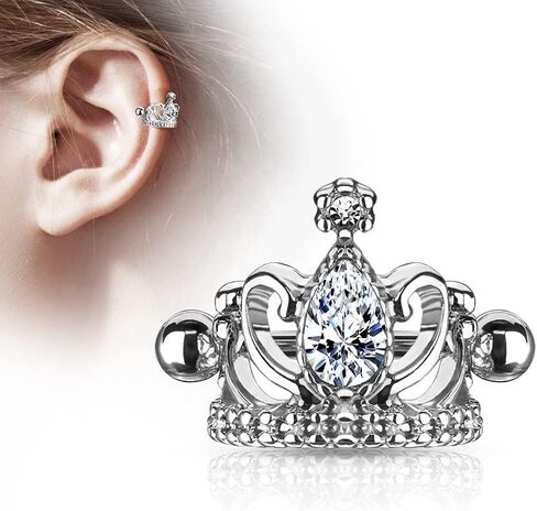 Pierced Owl 16GA Stainless Steel Tear Drop CZ Crystal Tiara Cartilage Helix Cuff Earring (Rose Gold Tone) in Saudi Arabia