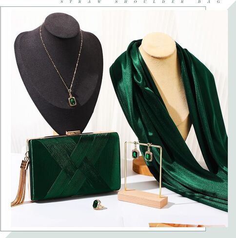 Jadive 5 Pcs Evening Bags for Women Satin Shawl Wrap Jewelry Set, Evening Bag Earrings Necklace Ring for Wedding Bridal Dresses Prom Night out Party Vintage Banquet Accessories in Kuwait