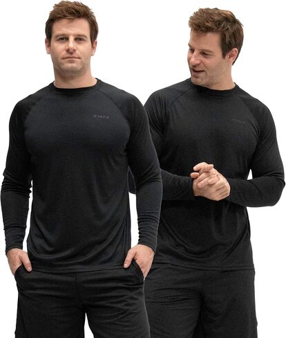 KISTA 2 Pack Men's Long Sleeve Quick Dry Shirts UPF 50+ Garage Garden Fishing Running Lightweight Homewear in Kuwait