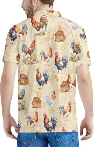 HUGS IDEA Men's Regular-Fit Quick-Dry Golf Polo Shirt Art Floral Pattern Short Sleeve in Kuwait