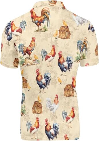 HUGS IDEA Men's Regular-Fit Quick-Dry Golf Polo Shirt Art Floral Pattern Short Sleeve in Kuwait