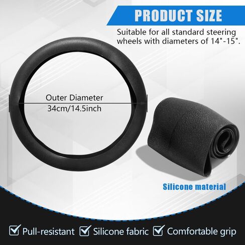 Car Steering Wheel Cover, Soft Odorless Silicone Leather Texture Steering Cover, Car Steering Wheel Protector, 12.5-18.5In Car Accessories Universal Car Accessory for Diverse Cars (Dark green) in Saudi Arabia