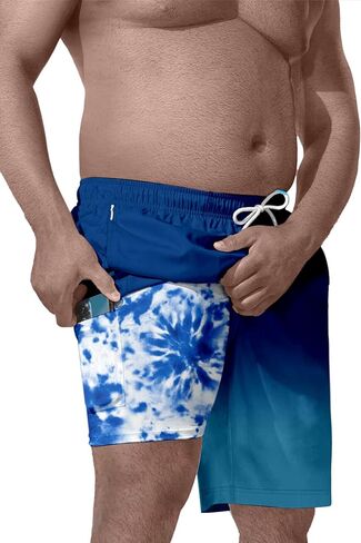 Big and Tall Men's Swim Trunk 8" with Compression Liner 8 Inch Inseam Quick Dry Board Shorts & Zipper Pocket （2XL-9XL in Saudi Arabia