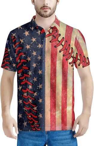 HUGS IDEA Men's Regular-Fit Quick-Dry Golf Polo Shirt Art Floral Pattern Short Sleeve in Kuwait