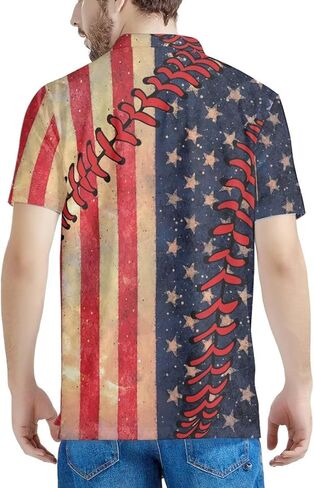 HUGS IDEA Men's Regular-Fit Quick-Dry Golf Polo Shirt Art Floral Pattern Short Sleeve in Kuwait