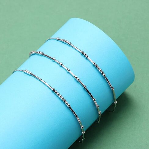 أساور Joycuff Morse Code في الكاحل لهداياها للنساء ، هدية عيد ميلاد الفضة القابلة للتعديل لها in Saudi Arabia