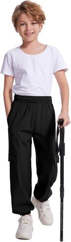 COZYPOIN Boys Cargo Joggers Pants Elastic Waist Lightweight Quick Dry Water Resistant Hiking Running Pants for Kids 5-14Y in Saudi Arabia