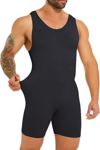 Mens Full Body Shapewear Bodysuit Shaper Underwear Slimming Compression Thigh Slimmer Shorts Tummy Control Fajas Sleeveless in Saudi Arabia