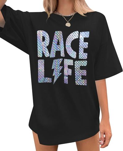 Racing Shirt Women Race Day Cars Shirts Checkered Flag Tees Start Your Engines Apparel Causal Graphic Short Sleeve Top in Saudi Arabia