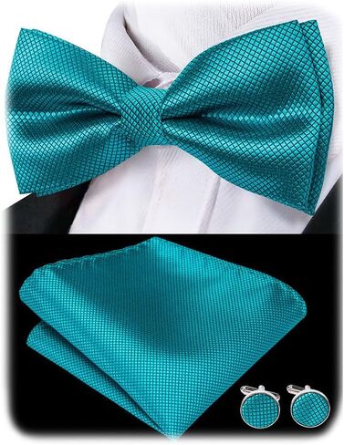 Hi-Tie Bow Ties for Men Pre-tied/Self-Tied Bowties Pocket Square Cufflinks Set Wedding Party in Saudi Arabia