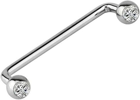 BodyJewelryOnline Staple Surface Barbell with Internally Threaded Press Fit Clear Gem 14GA in Saudi Arabia