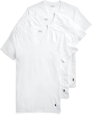 Polo Ralph Lauren Underwear Men's 3 Pack Slim Fit V Neck Tees, Black, L in Saudi Arabia