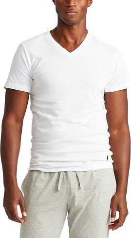 Polo Ralph Lauren Underwear Men's 3 Pack Slim Fit V Neck Tees, Black, L in Saudi Arabia