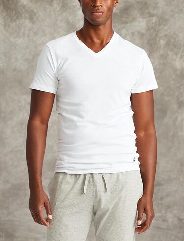 Polo Ralph Lauren Underwear Men's 3 Pack Slim Fit V Neck Tees, Black, L in Saudi Arabia