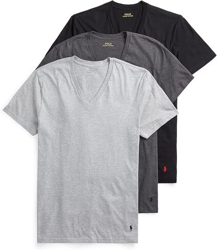 Polo Ralph Lauren Underwear Men's 3 Pack Slim Fit V Neck Tees, Black, L in Kuwait