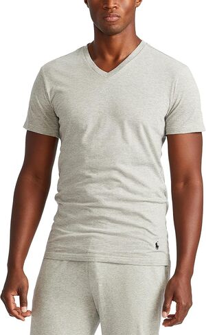 Polo Ralph Lauren Underwear Men's 3 Pack Slim Fit V Neck Tees, Black, L in Kuwait