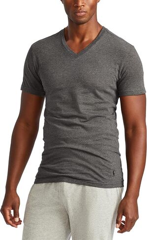 Polo Ralph Lauren Underwear Men's 3 Pack Slim Fit V Neck Tees, Black, L in Kuwait