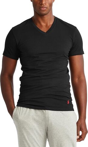 Polo Ralph Lauren Underwear Men's 3 Pack Slim Fit V Neck Tees, Black, L in Kuwait