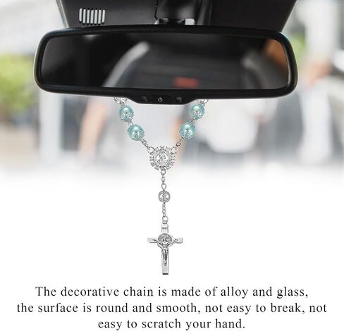 Car Rosary for Rearview Mirror, Personalized Blessing Hanging Pendant for Car Rear View Mirror, Cross Rosary Ornament Interior Decor for Most Vehicles, Car Accessories (Pink) in Kuwait