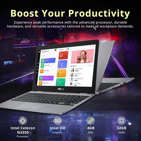 ASUS C223NA-DH02-RD كروم بوك 11.6 بوصة، معالج انتل ثنائي النواة سيليرون N3350 (تصل إلى 2.4 جيجاهرتز) ذاكرة الوصول العشوائي 4 جيجابايت، ذاكرة تخزين اي ام ام سي (متجدد) 11.6 بوصة رمادي C223NA-DH02-cr in Saudi Arabia