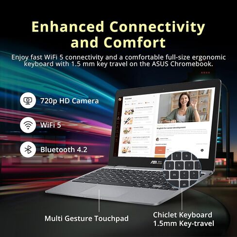 ASUS C223NA-DH02-RD كروم بوك 11.6 بوصة، معالج انتل ثنائي النواة سيليرون N3350 (تصل إلى 2.4 جيجاهرتز) ذاكرة الوصول العشوائي 4 جيجابايت، ذاكرة تخزين اي ام ام سي (متجدد) 11.6 بوصة رمادي C223NA-DH02-cr in Saudi Arabia