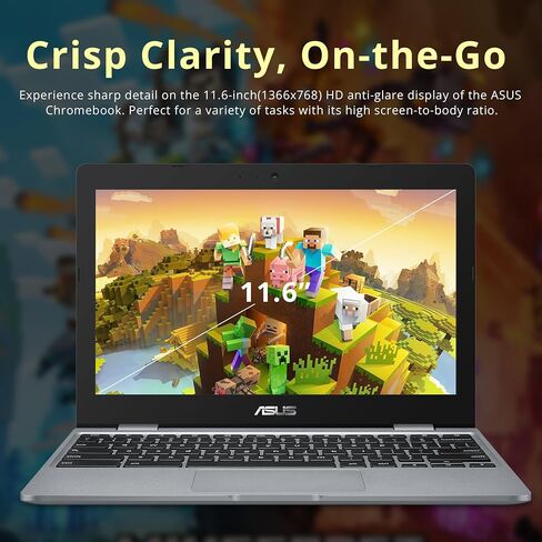 ASUS C223NA-DH02-RD كروم بوك 11.6 بوصة، معالج انتل ثنائي النواة سيليرون N3350 (تصل إلى 2.4 جيجاهرتز) ذاكرة الوصول العشوائي 4 جيجابايت، ذاكرة تخزين اي ام ام سي (متجدد) 11.6 بوصة رمادي C223NA-DH02-cr in Saudi Arabia