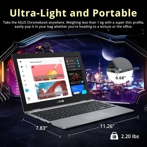 ASUS C223NA-DH02-RD كروم بوك 11.6 بوصة، معالج انتل ثنائي النواة سيليرون N3350 (تصل إلى 2.4 جيجاهرتز) ذاكرة الوصول العشوائي 4 جيجابايت، ذاكرة تخزين اي ام ام سي (متجدد) 11.6 بوصة رمادي C223NA-DH02-cr in Saudi Arabia
