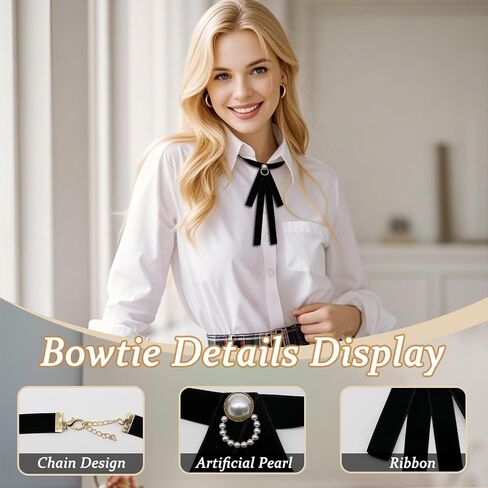 Bow Tie for Women Adjustable Womens Bow Tie, Solid Color Ribbon Ties for Women School Uniform Cosplay Costume in Saudi Arabia