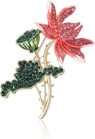 Rhinestone Flower Brooches for Women Enamel Floral Brooch Lapel Pins for Mom Wife Elegant Dress Accessories Mother's Day Jewelry Gifts in Saudi Arabia