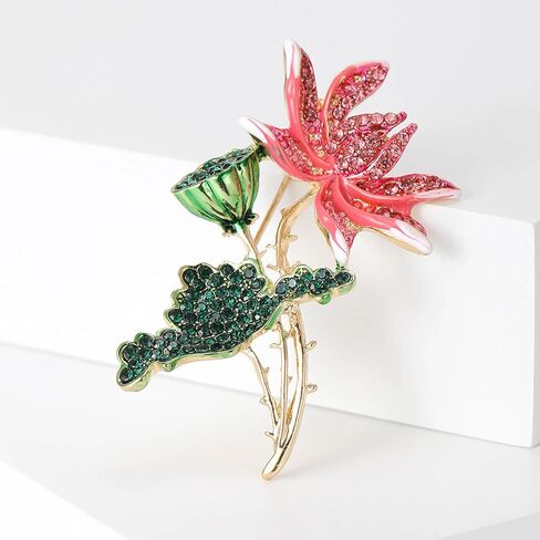 Rhinestone Flower Brooches for Women Enamel Floral Brooch Lapel Pins for Mom Wife Elegant Dress Accessories Mother's Day Jewelry Gifts in Saudi Arabia