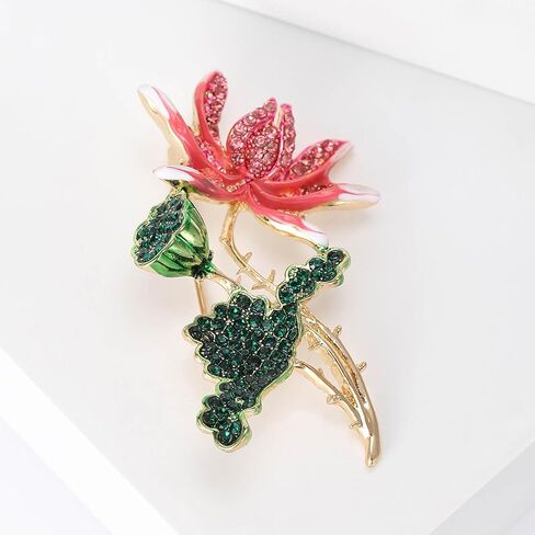 Rhinestone Flower Brooches for Women Enamel Floral Brooch Lapel Pins for Mom Wife Elegant Dress Accessories Mother's Day Jewelry Gifts in Saudi Arabia