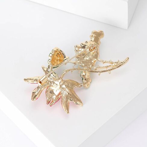 Rhinestone Flower Brooches for Women Enamel Floral Brooch Lapel Pins for Mom Wife Elegant Dress Accessories Mother's Day Jewelry Gifts in Saudi Arabia