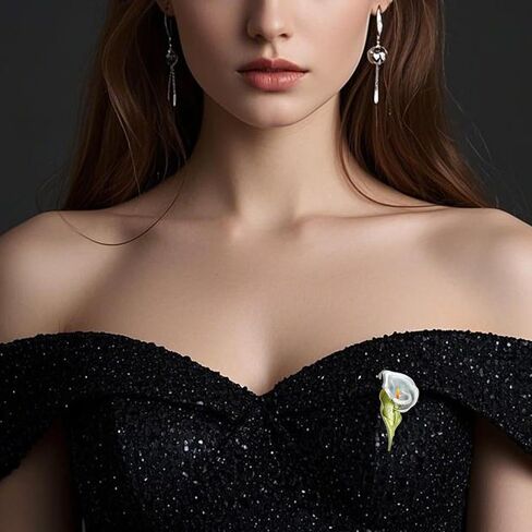 Mother's Day Gift Calla Lily Brooch Rhinestone Crystal Flower Brooches Calla Lily Lapel Pins for Women Elegant Dress Accessories in Saudi Arabia