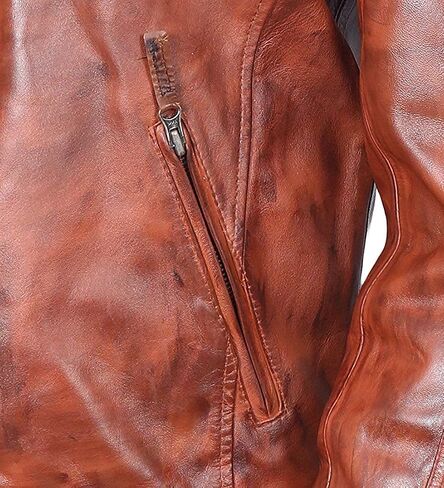 SAMS Men Diamond Quilted Real Leather Jacket - Distressed Brown Motorcycle Jacket - Vintage Cafe Racer Retro Bicker Jacket in Saudi Arabia