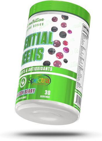 Essential Greens Powder | Optimize Health + Energy | Spectra, Organic Matcha, Spirulina, More | Probiotics & Digestion Support, Antioxidants | Stevia Sweetened, Saskatoon Berry,30 Serv, Non-GMO, Vegan in Saudi Arabia