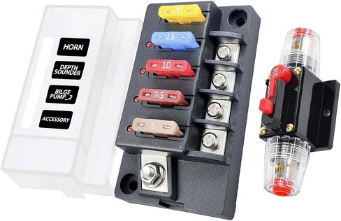 Fuse Box, 12V Fuse Block with 60 Amp Circuit Breaker, Marine Automotive Inline Fuse Holder Switch Blocks Replacement Kit - LED Indicator&Damp-Proof Waterproof Cover, 3-15 AWG 60A Reusable in Saudi Arabia