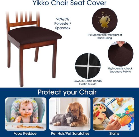 أغطية مقعد الكرسي المقاوم للماء Yikko ، والتحقق من أغطية مقعد Jacquard Ekedalen لتناول الطعام في مطعم المطبخ ، واقي وسادة مقعد كرسي قابل للغسل القابل للإزالة (2 ، أخضر) in Kuwait