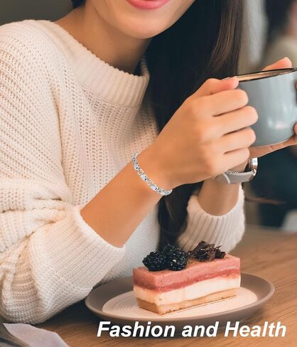 Magnetic Bracelet for Women for Arthritis, Stainless Steel Heart-Shaped Bracelets with 3500 Gauss Magnet, Jewelry with Adjustable Tools (B(Silver)) in Kuwait