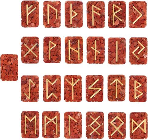 Nupuyai Resin Rectangle Rune Stones Set(25 Pcs), Engraved Lettering Rune Crystal Pocket Stones for Healing/Chakra/Meditation/Wicca, Aquamarine in Saudi Arabia