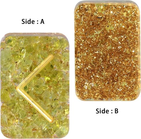 Nupuyai Resin Rectangle Rune Stones Set(25 Pcs), Engraved Lettering Rune Crystal Pocket Stones for Healing/Chakra/Meditation/Wicca, Aquamarine in Saudi Arabia
