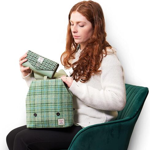 Womener Women Harris Tweed Jura Backpack ، Islander Tartan ، 24 سم*12 سم*28 سم in Saudi Arabia
