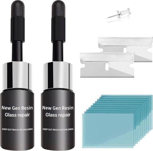 Hotoo Windshield Repair Kit for Chips and Cracks, Glass Repair Liquid for Cracks, Deliver Flawless Repairs for Chips Bullseye and Star Cracks with Rapid Precision, Glass Repair Suction Base in Kuwait