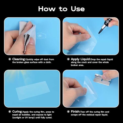 Hotoo Windshield Repair Kit for Chips and Cracks, Glass Repair Liquid for Cracks, Deliver Flawless Repairs for Chips Bullseye and Star Cracks with Rapid Precision, Glass Repair Suction Base in Kuwait
